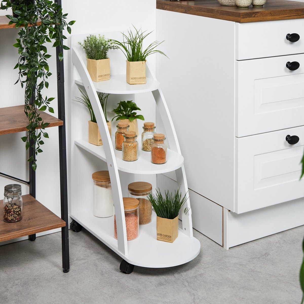 keukentrolley / badkamertrolley - 3 etages - 80 x 60 x 30 cm - wit - Afbeelding 2