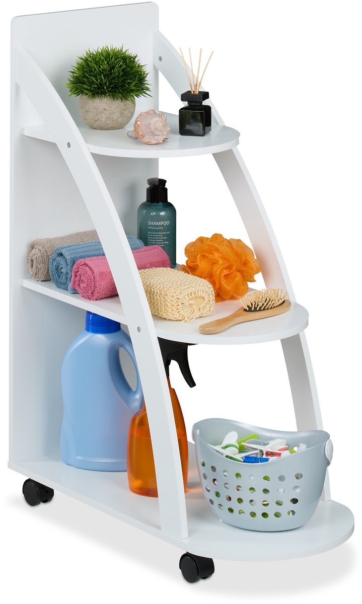 keukentrolley / badkamertrolley - 3 etages - 80 x 60 x 30 cm - wit - Afbeelding 3