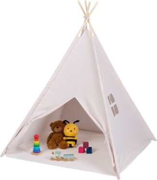 speeltent wigwam - met bodem - 158x125x125 cm - binnen - meisjes - jongens