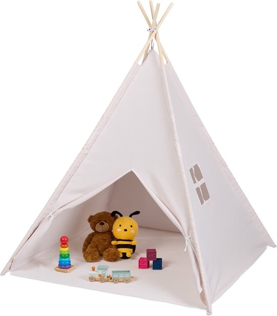 speeltent wigwam - met bodem - 158x125x125 cm - binnen - meisjes - jongens