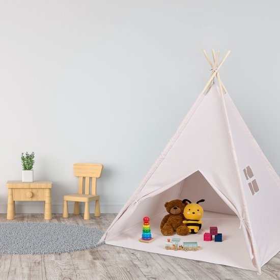 speeltent wigwam - met bodem - 158x125x125 cm - binnen - meisjes - jongens - Afbeelding 4