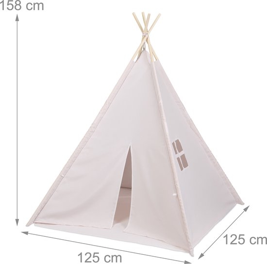 speeltent wigwam - met bodem - 158x125x125 cm - binnen - meisjes - jongens - Afbeelding 5