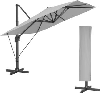 Luxe zweefparasol - Tuin - 290x290 cm - UV-bescherming UPF 50+ - 360° Draaibaar en Kantelbaar - met kruisvoet -GPU039G
