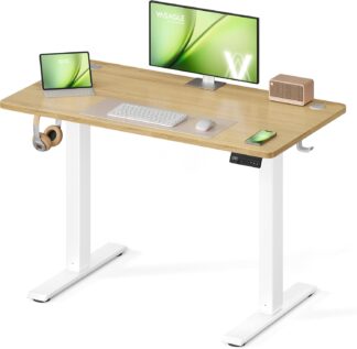 Zit sta bureau 100x60 cm - hoogte verstelbaar 72 t/m 120 cm - elektrisch  - wit bruin - LSD310YA03