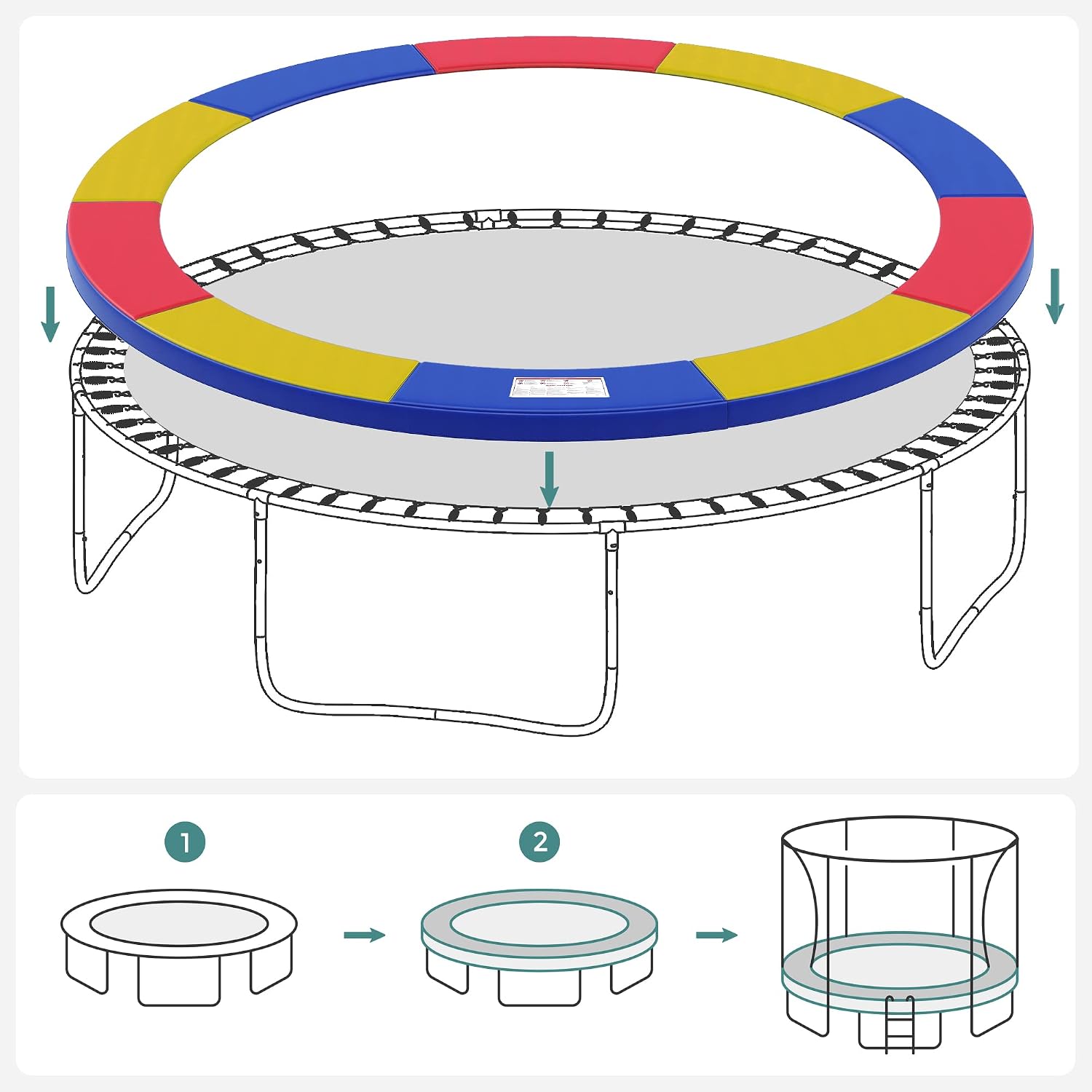 Randafdekking trampoline – donkergrijs – trampoline Ø diameter 366 cm – voor trampoline - STP12R - Afbeelding 6