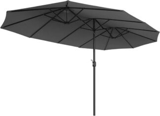 Dubbele parasol - 460 x 270 cm - extra grote parasol - tuinparasol - UV-bescherming tot UPF 50+ - met hendel - grijs - GPU36G