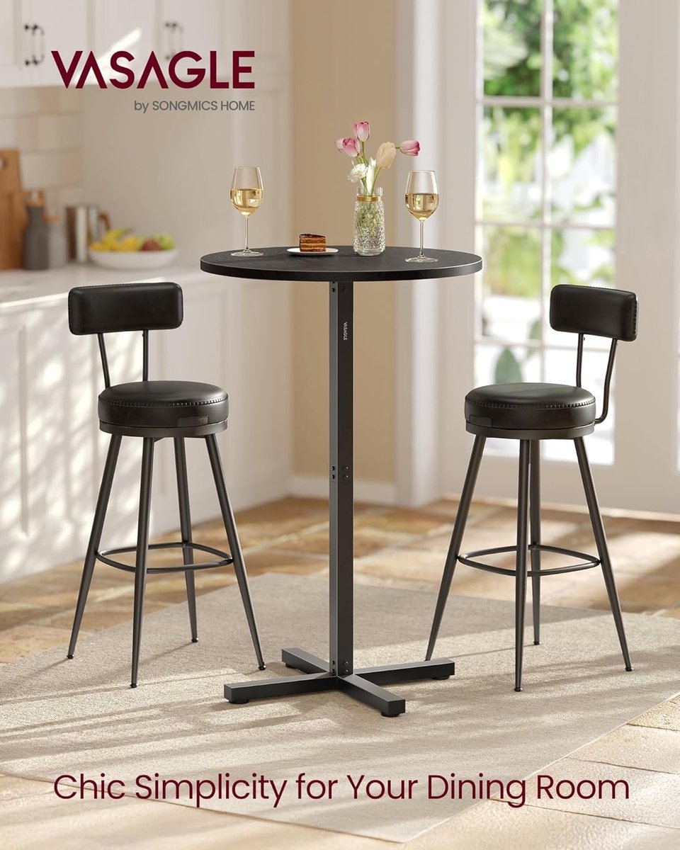 Bartafel - statafel - hoge tafel - metalen Frame - diameter 60 cm - hoogte 105 cm - - kruisvoet - zwart - lbt361b