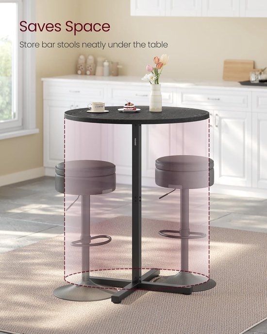 Bartafel - statafel - hoge tafel - metalen Frame - diameter 60 cm - hoogte 105 cm - - kruisvoet - zwart - lbt361b - Image 2