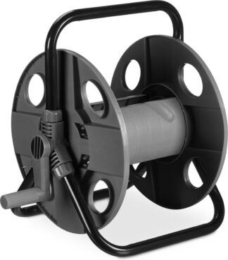 Tuinslanghaspel voor 30 m 1/2" slang - staal - kunststof - slanghouder - zwart-grijs