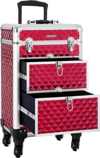 Cosmeticakoffer - visagiekoffer - makeup koffer - hoogte 57 cm - uitschuifbaar handvat - aluminium - JHZ08R