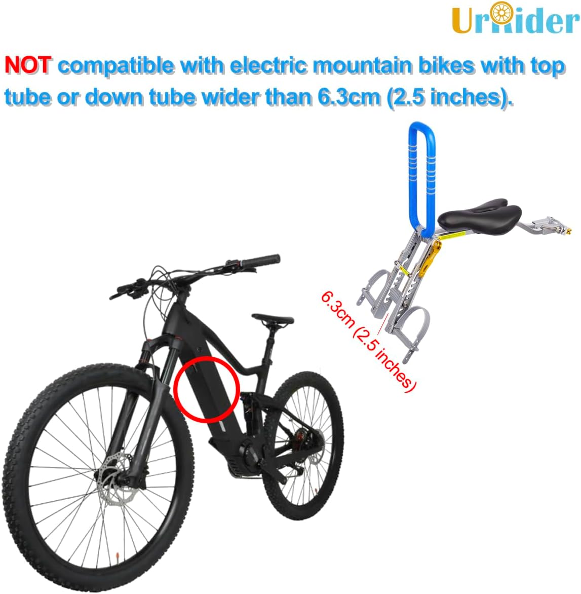 UrRider - Fietszitje voor kinderen - 2 t/m 6 jaar - geschikt voor heren- en damesfietsen, mountainbikes, cruiserfietsen, vouwfietsen, ultralicht - met sluiting - zonder gereedschap te monteren - Image 2