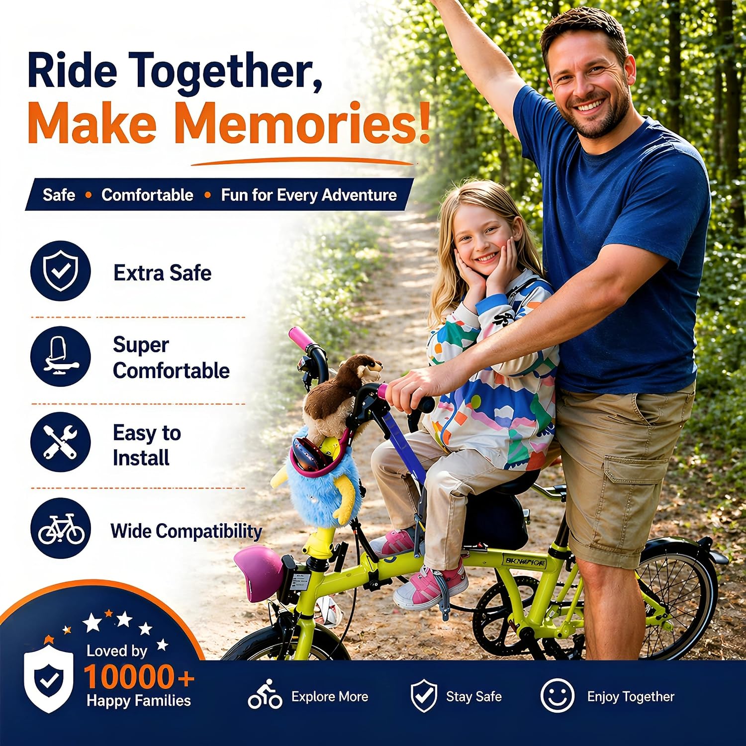 UrRider - Fietszitje voor kinderen - 2 t/m 6 jaar - geschikt voor heren- en damesfietsen, mountainbikes, cruiserfietsen, vouwfietsen, ultralicht - met sluiting - zonder gereedschap te monteren - Image 4
