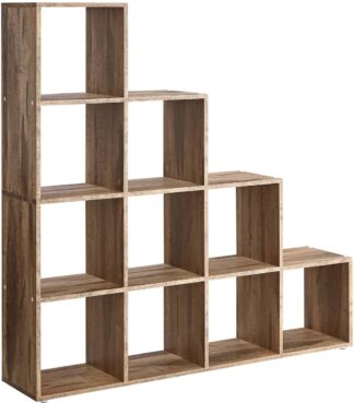 Boekenkast / opberkast met 10 vakken - open kast voor woonkamer, slaapkamer, werkkamer - 29 x 129,5 x 129,5 cm - bruin - LBC010B5