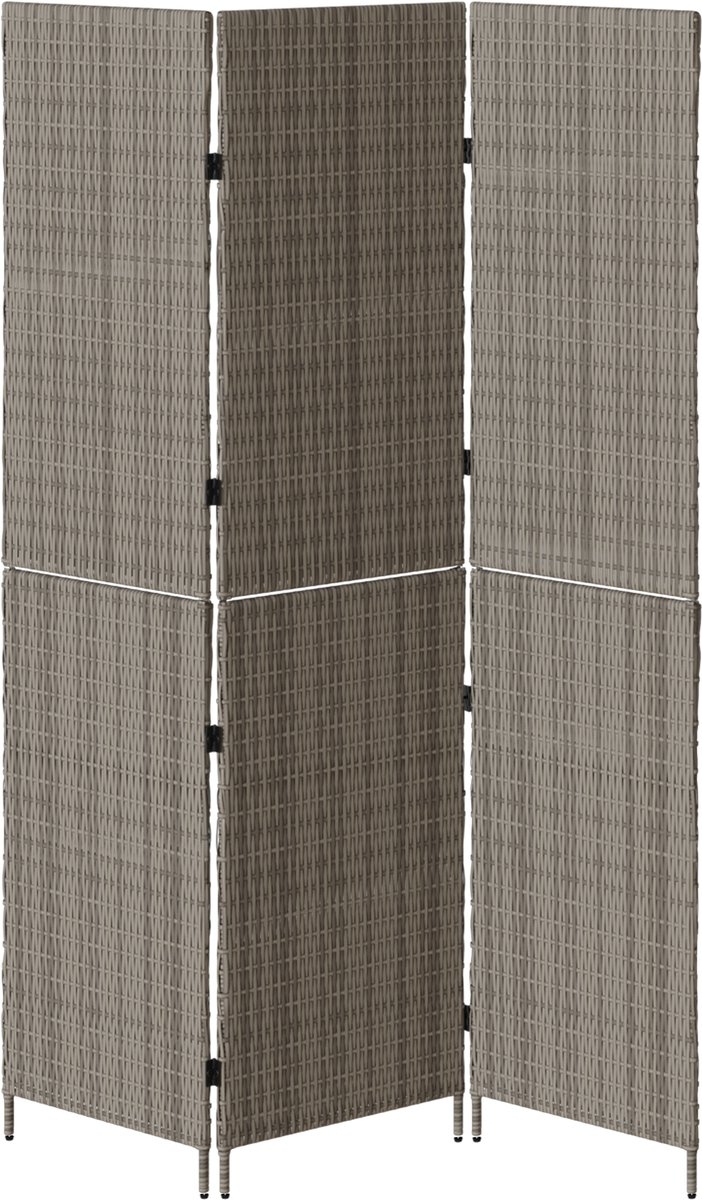 Kamerverdeler - Grijs - 146x180 cm - 180 cm hoog - poly - rattan - Afbeelding 5