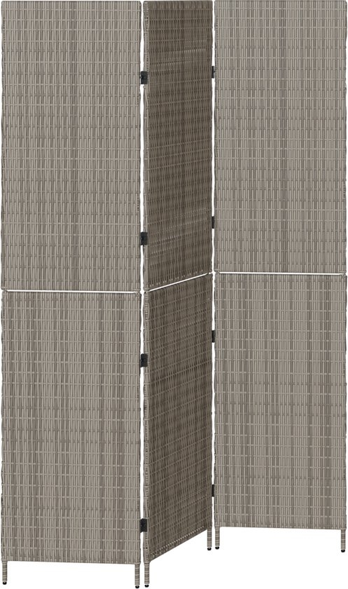 Kamerverdeler - Grijs - 146x180 cm - 180 cm hoog - poly - rattan - Afbeelding 6