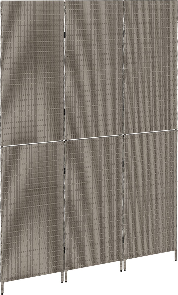 Kamerverdeler - Grijs - 146x180 cm - 180 cm hoog - poly - rattan - Afbeelding 8