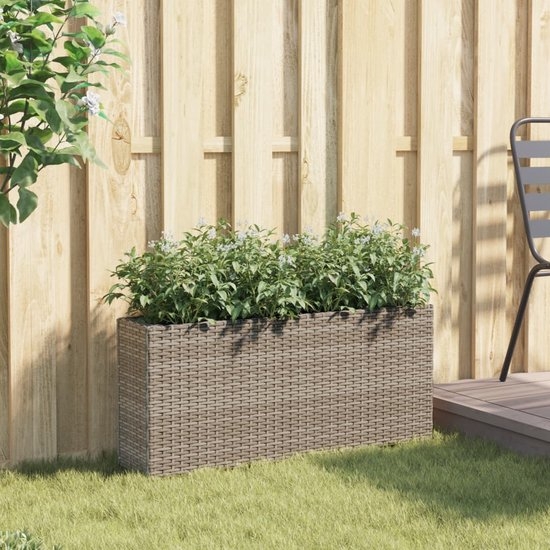 Plantenbak - bloempot - 90x20x40 - cm - rattan - grijs - Afbeelding 8