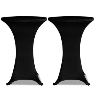 set van 2 Statafelhoezen - stretch - diameter ø80 - cm - zwart