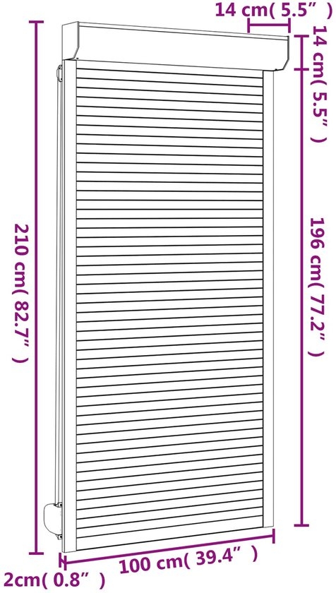 Rolluik - Antraciet - 100x210 - cm - rolluik voor raam of deur - Aluminium - en - polyurethaan - Afbeelding 2