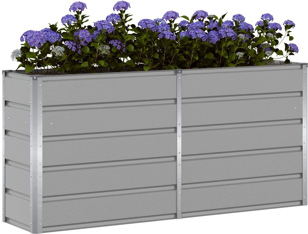 Plantenbak - bloempot - 160 cm lengte - metaal grijs - 160x40x75 - cm