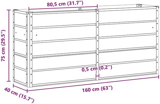 Plantenbak - bloempot - 160 cm lengte - metaal grijs - 160x40x75 - cm - Afbeelding 2