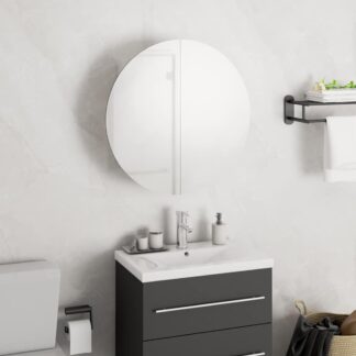 Badkamerkast - spiegelkast - ronde spiegel 40 cm met LED - wit