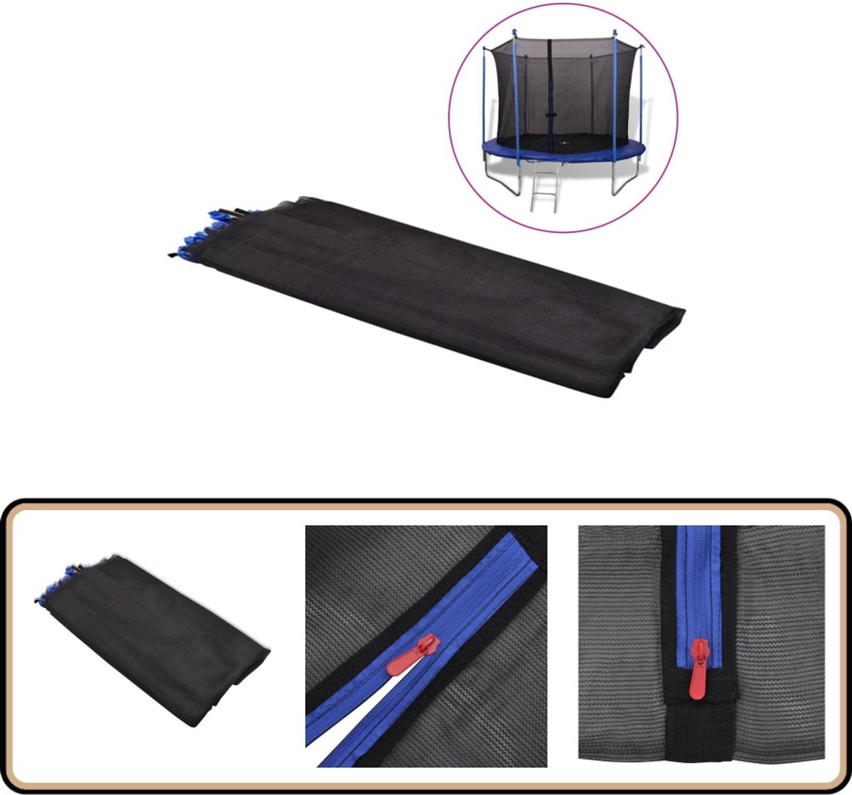 vidaXL - Veiligheidsnet - voor - 3,05 - m - ronde - trampoline - Afbeelding 8