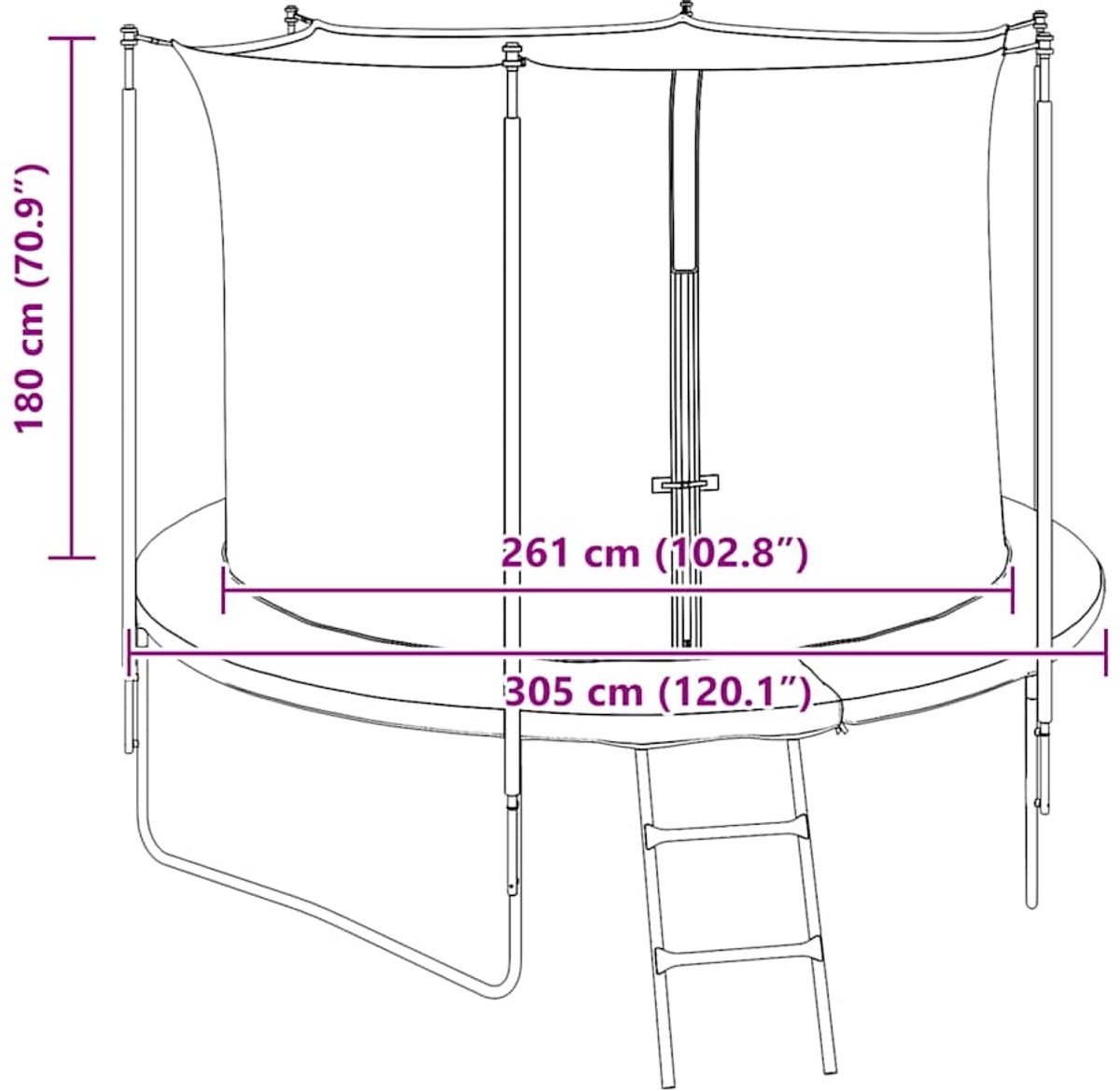 vidaXL - Veiligheidsnet - voor - 3,05 - m - ronde - trampoline - Afbeelding 12