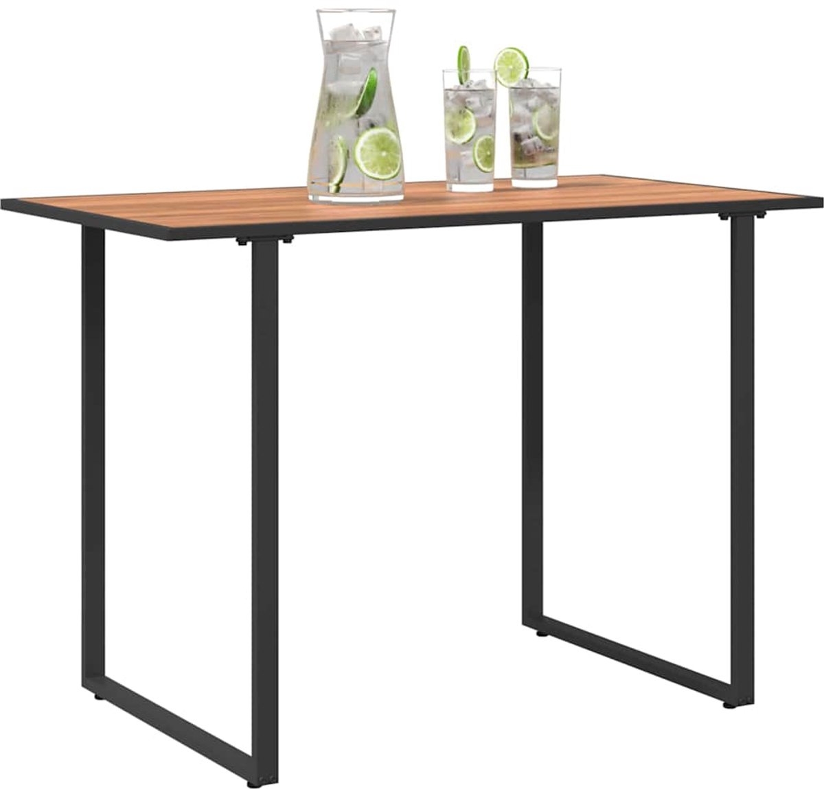 Tuintafel - bruin met zwart - 100x55 cm - hoogte 70 cm - hout - metaal - Afbeelding 5