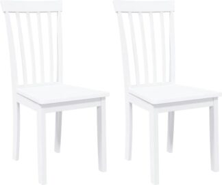 Set van 2 eetkamerstoelen - 2 - st - massief - hout - rubber - wit