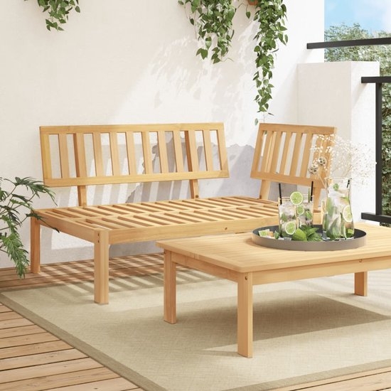 Tuinhoekbank - tuinbank - 120x80 cm - XL tuinbank- geschikt voor palletkussen - massief - acaciahout - Afbeelding 2