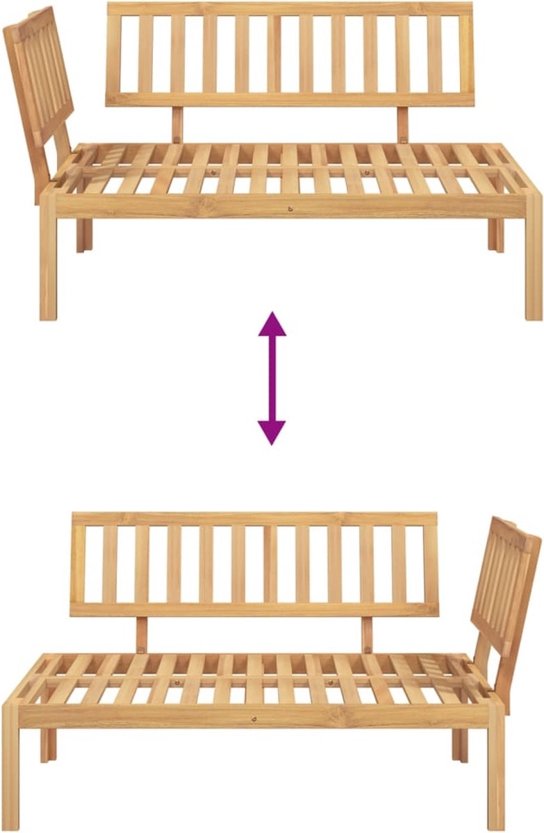 Tuinhoekbank - tuinbank - 120x80 cm - XL tuinbank- geschikt voor palletkussen - massief - acaciahout - Afbeelding 11