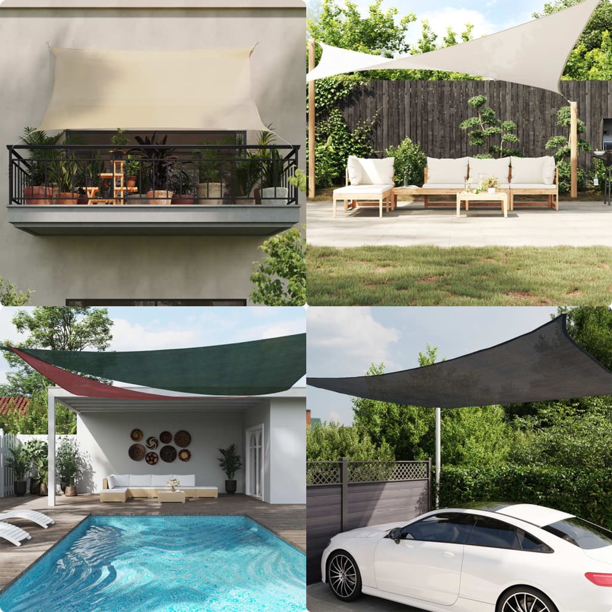 Schaduwdoek - zonnezeil - zonnedoel - 6x6 meter - 160 - g/m² - HDPE - beige - Afbeelding 13