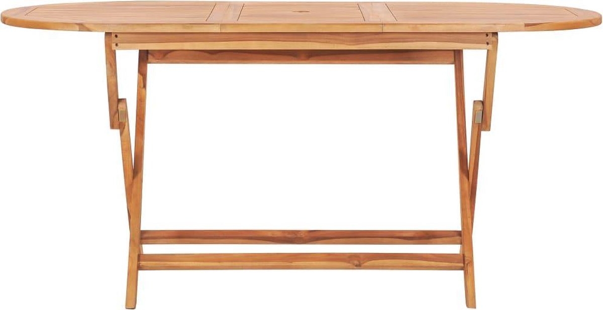 Tuintafel - inklapbaar - lengte 160 cm - massief teakhout - 160x80x75 cm - bruin - Afbeelding 2