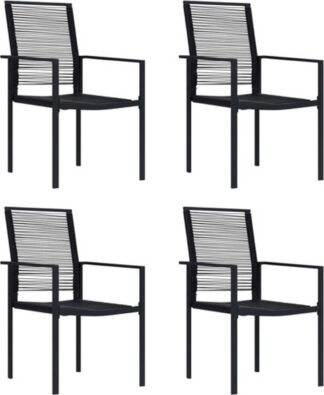 set van 4 Tuinstoelen - - metaal - zwart - moderne stoelen