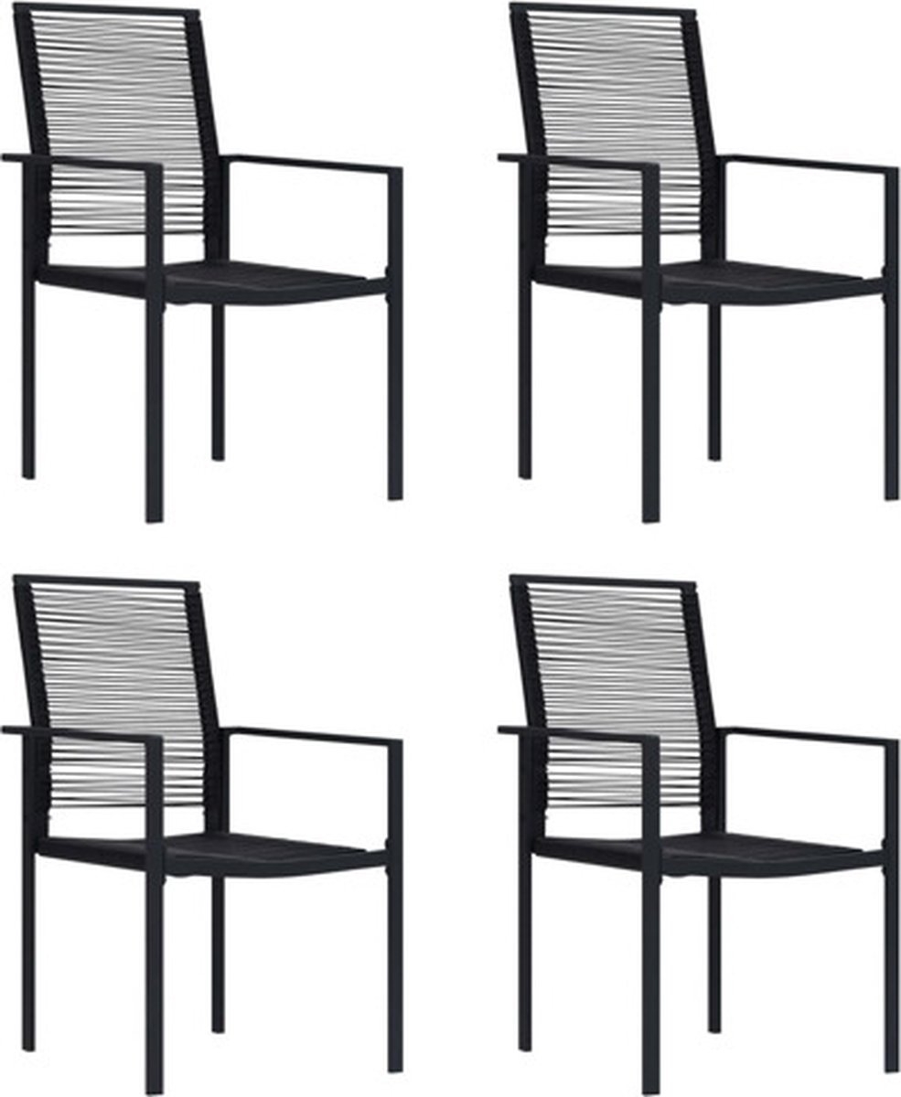 set van 4 Tuinstoelen - - metaal - zwart - moderne stoelen