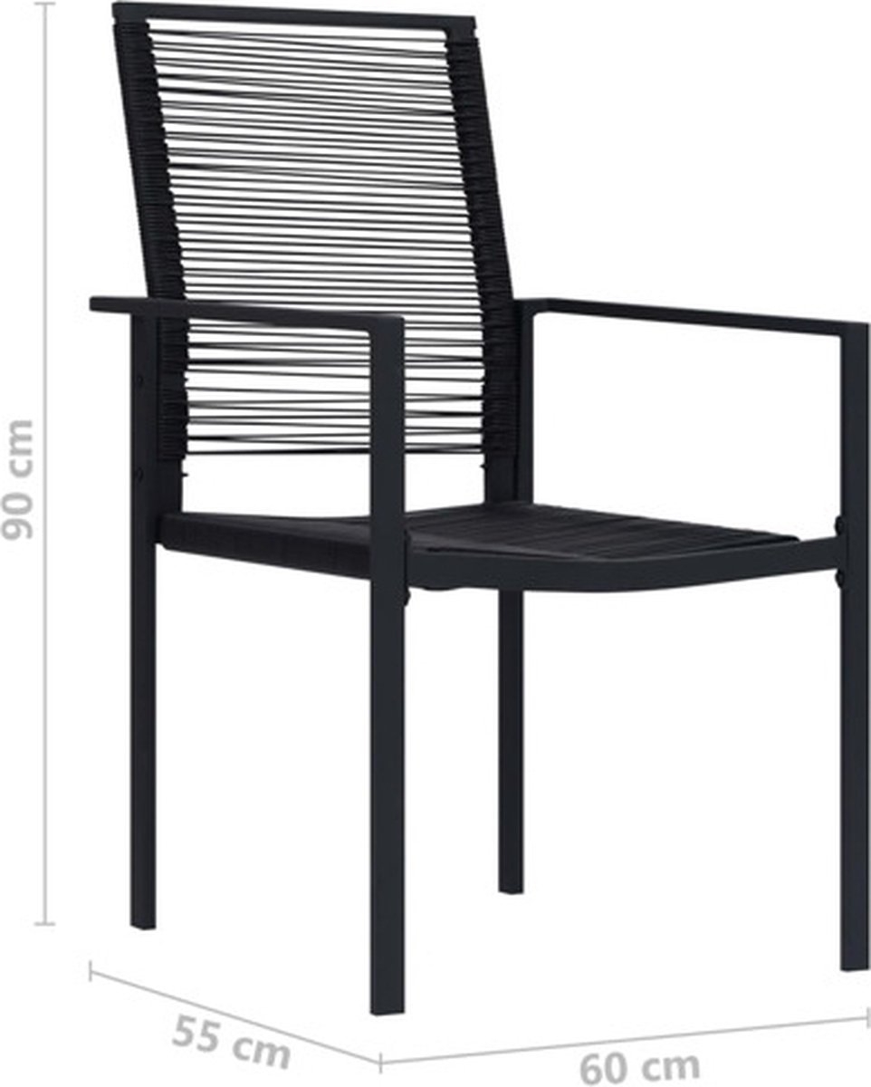 set van 4 Tuinstoelen - - metaal - zwart - moderne stoelen - Afbeelding 2