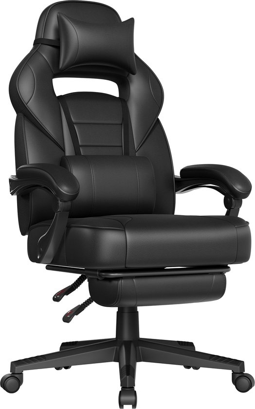 SONGMICS - Gaming Stoel - bureaustoel - gamingchair - Met Hoofdsteun en Lendenkussen - In Hoogte Verstelbaar - OBG073BH - Afbeelding 2