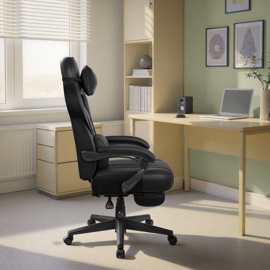 SONGMICS - Gaming Stoel - bureaustoel - gamingchair - Met Hoofdsteun en Lendenkussen - In Hoogte Verstelbaar - OBG073BH - Afbeelding 10