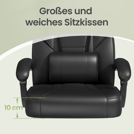 SONGMICS - Gaming Stoel - bureaustoel - gamingchair - Met Hoofdsteun en Lendenkussen - In Hoogte Verstelbaar - OBG073BH - Afbeelding 14
