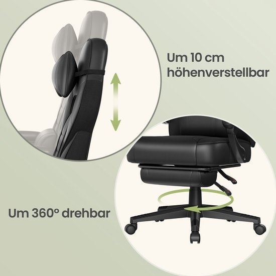 SONGMICS - Gaming Stoel - bureaustoel - gamingchair - Met Hoofdsteun en Lendenkussen - In Hoogte Verstelbaar - OBG073BH - Afbeelding 15