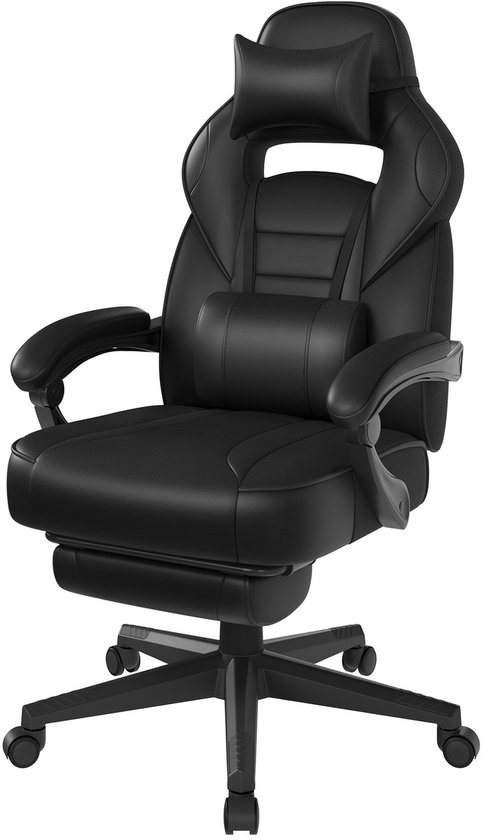 SONGMICS - Gaming Stoel - bureaustoel - gamingchair - Met Hoofdsteun en Lendenkussen - In Hoogte Verstelbaar - OBG073BH - Afbeelding 16