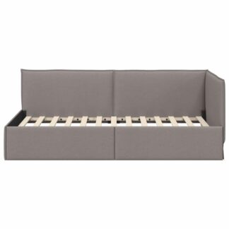 Eenpersoonsbed - hoekbed - frame 90x190 cm - taupe - hout en stof