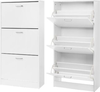 Schoenenkast - schoenenopberger - hoogte 120 cm - Met 3 Kleppen - Voor 12-18 Paar Schoenen - Schoenen Opberger - LBC03W