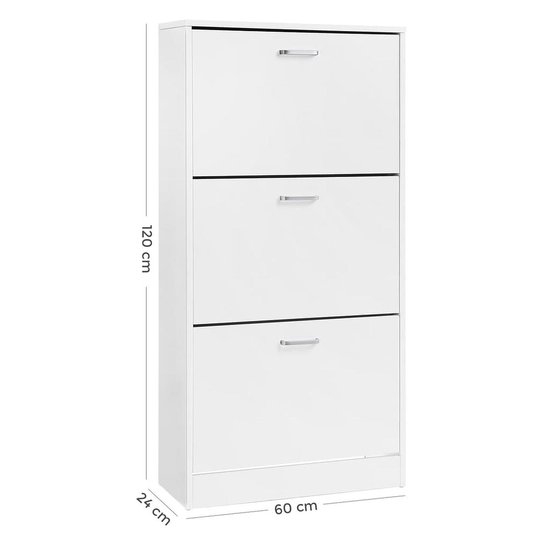 Schoenenkast - schoenenopberger - hoogte 120 cm - Met 3 Kleppen - Voor 12-18 Paar Schoenen - Schoenen Opberger - LBC03W - Afbeelding 6