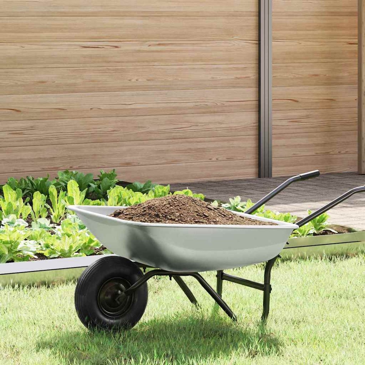 Kruiwagenbak - vervangende bak voor kruiwagen - 80x60x25 cm - zilver - Afbeelding 7
