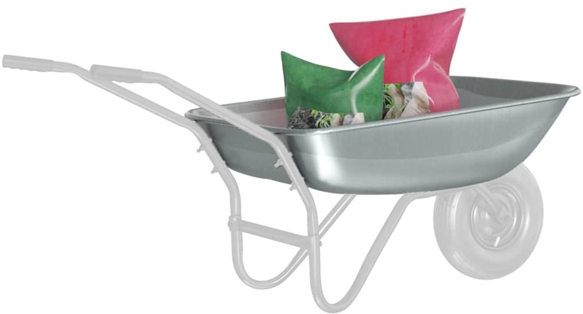 Kruiwagenbak - vervangende bak voor kruiwagen - 80x60x25 cm - zilver - Afbeelding 8