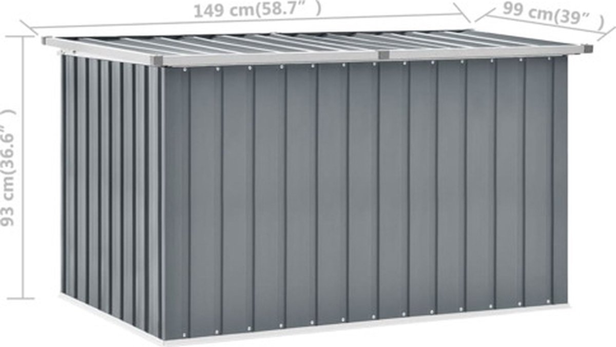 Opbergbox - Tuinbox - metaal - 150x101x91 cm - grijs - Afbeelding 4