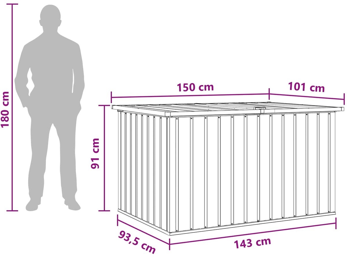 Opbergbox - Tuinbox - metaal - 150x101x91 cm - grijs - Afbeelding 23