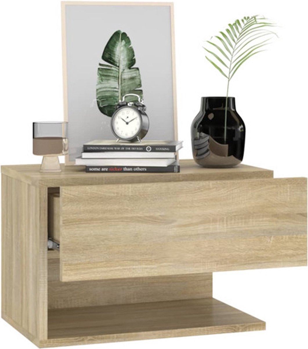 Set van 2 nachtkastjes - hangend - 46x30 cm - sonoma eikenkleurig - Afbeelding 4